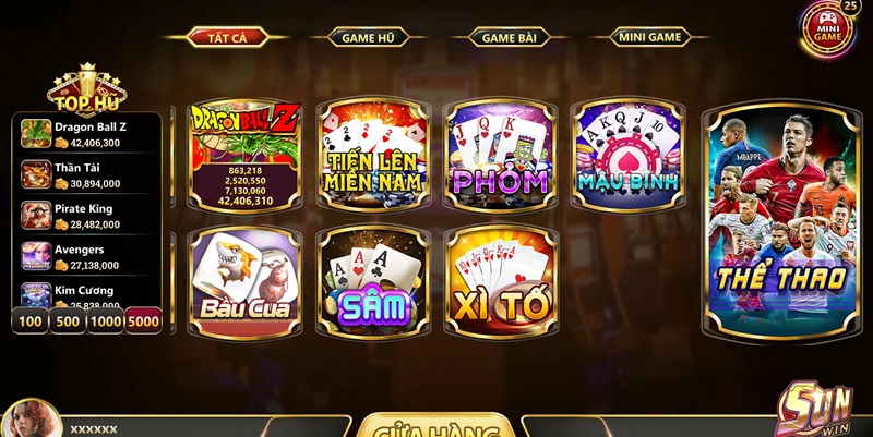 Kho game ấn tượng và đa dạng tại Sunwin